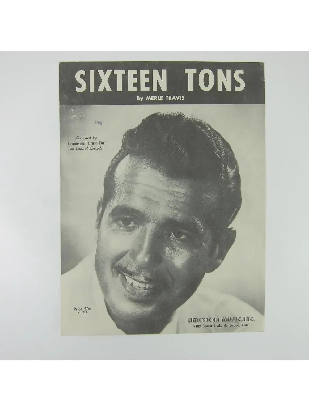 Sheet Music Sixteen Tons Merle Travis Tennessee Ernie Ford Vintage 1947